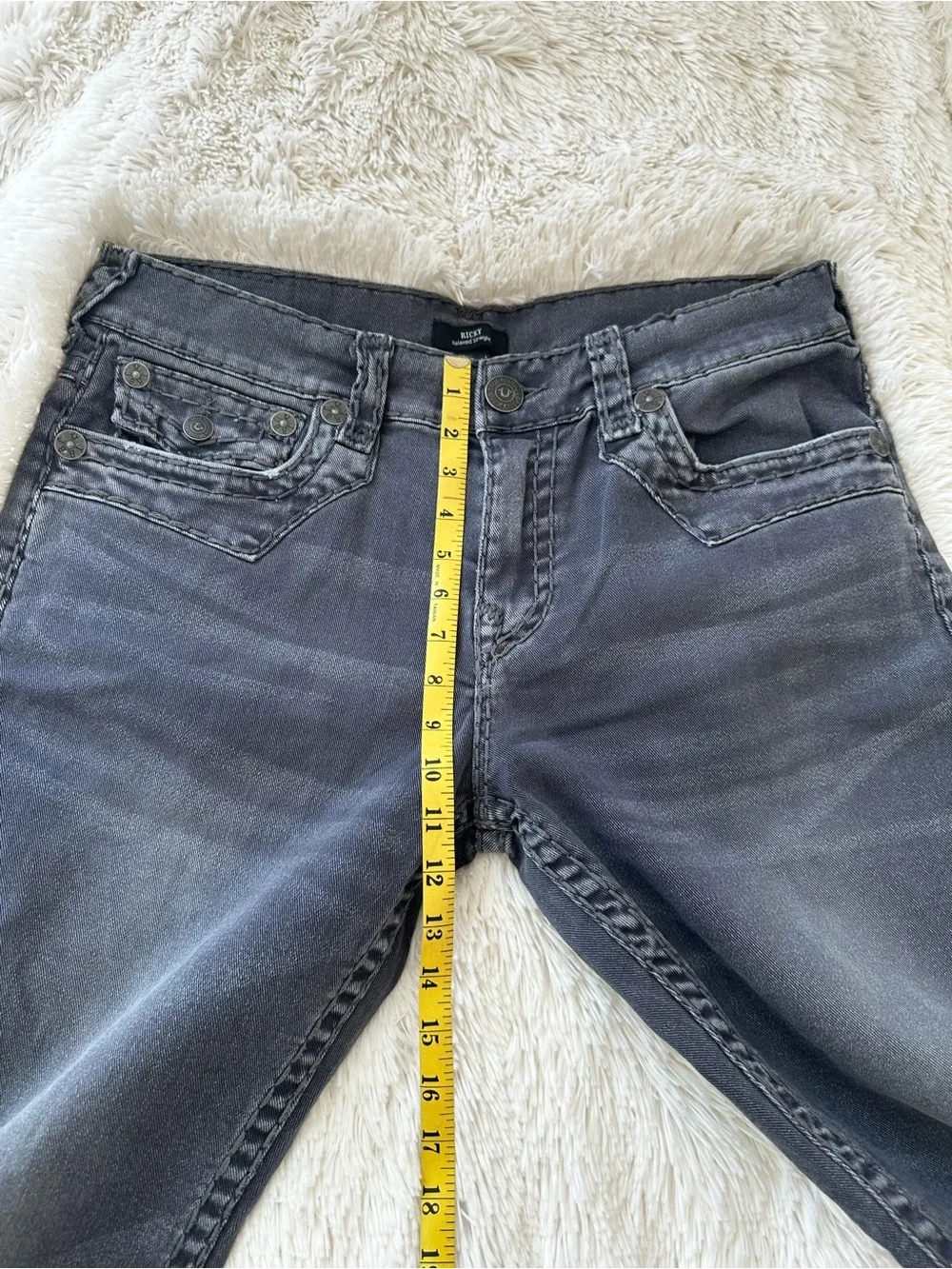 True Religion Ricky Men's Black Washed Relaxed Straight Leg Jeans Size: 33
